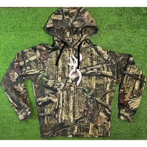 Y2K Camo Hoodie SM  WMNs Browning Pink Embroidered Buck Logo Vintage Camoflauge